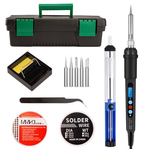 60W Soldering Iron Kit with LED Display – Adjustable Temperature 180-500°C Welding Tools with Tips