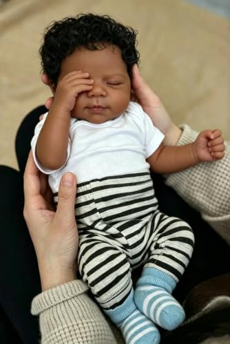 Muñeco Bebé Reborn Niño Negro 18 Pulgadas Realista miniatura 3
