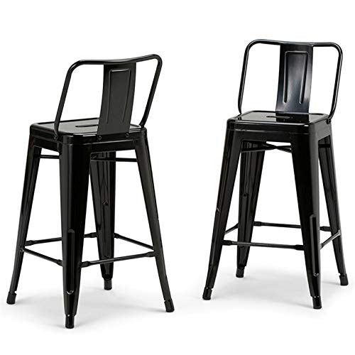 Simplihome Rayne Industrial Metal 24 Inch Counter Height Stool (Set Of 2) In Black For The Dining Room And Kitchen #TOP2