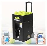 Tennis Ball Machine,Tennis Training Equipment, Practice Launcher for 50 Balls Tennis Training, Adjustable Throwing Angle, Speed, Rotation Frequency, 50 Large Capacity, for Beginners