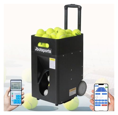 Tennis Ball Machine,Tennis Training Equipment, Practice Launcher for 50 Balls Tennis Training, Adjustable Throwing Angle, Speed, Rotation Frequency, 50 Large Capacity, for Beginners