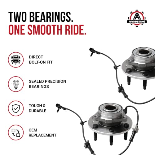 Image of Front Wheel Bearing and Hub Assembly Set of 2 - Compatible with Cadillac, Chevrolet, GMC - Escalade, Escalade ESV, Escalade EXT, Avalanche 1500, Express 1500, Express 2500 - Replaces 515036, ‚Ae51503
