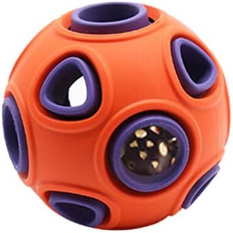 WishLotus Dog Ball - Interactive Dog Toy with Ring Bell, Bouncy Ball, IQ Search & Catch, Bite Resistant, Chew Toy (S, Purple&orange)