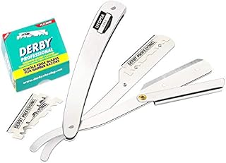 Professional Barber Straight Edge Razor Safety with 100 Derby Blades - Salon Quality