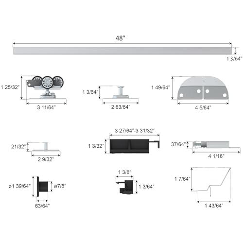 JUBEST 48” Bifold Door Hardware, Folding Door Hardware Sliding Barn Door Hardwares for 4 Doors (12" Each), Top Mounted Bifold Door Kits for Bedroom, Bathroom, Storeroom, Closet, Living Room by JUBEST - Image 7