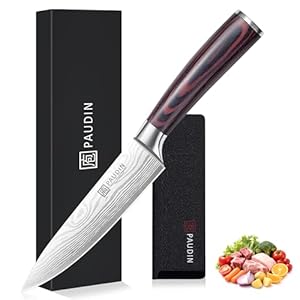 PAUDIN Kochmesser 15 cm Küchenmesser klein scharf profi Messer als Allzweckmesser Fleischmesser Gemüsemesser aus hochwertigem Edelstahl mit ergonomischem Holzgriff