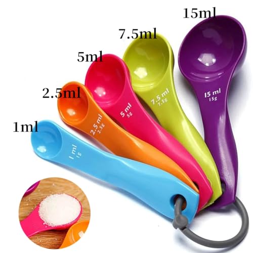 Miniatura 5 de Fdcgas Cucharas Medidoras - Juego De Cucharas Medidoras, 5 Cucharas Medidoras De Colores Con Diferentes Capacidades, Medidoras De Plástico Para Herramientas De Medición De Líquidos Y Polvos