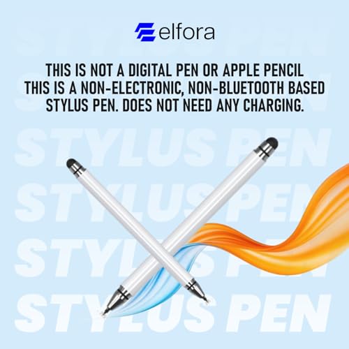 Image of Elfora 2 in 1 Universal Stylus Pen for iOS, Android & Windows | High Precision Capacitive Pen with Replaceable Nib | Lightweight Aluminum Body | Fine Point Disc Tip Touch Screen(White)