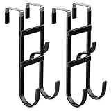 FYY ドアフック - 2個パック 高耐久 トリプルフック オーガナイザーハンガー 滑り止めゴム付き タオル、衣類、帽子、バッグ用 バスルーム/寝室/キッチン用 - 最大1.6インチまでの室内ドアに対応 ブラック
