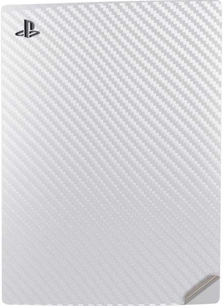 Skinit Decal Gaming Skin Compatible with PS5 Digital Edition Console - White Carbon Fiber Specialty Texture Material Design