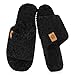 Dokela Fuzzy Open Toe Slippers for Men Soft Memory Foam Indoor House Shoes Slip On Cozy Bedroom Slippers Lightweight Non-Slip Home Slides,Black,US 12-13 / EU 46-47