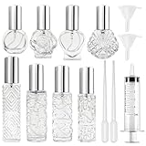Maxumille 8 Stück Small Zerstäuber Parfüm Nachfüllbar, 8~15ml Parfum Flakon Leer Glas Transparente für Unterwegs, Mini Reise Parfümzerstäuber zum Befüllen, Kleine Perfume Bottle für Frauen Mädchen
