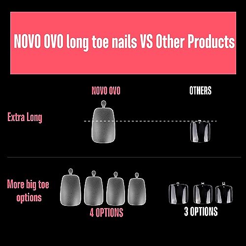 NOVO OVO 504 pcs Long Toe Nail Tips, Curved Full Cover Longtoes Claw - Image 4