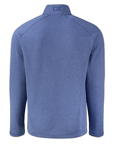 Cutter & Buck Peshastin Eco Fleece Recycled Mens Half Zip Pullover, Tour Blue Heather - Thumbnail 2