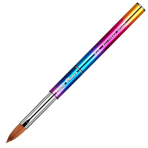 Shine Chance Acrylic Nail Brush Size 14, 100% Real Kolinsky Art Nail Brush For Acrylic Powder Application, Handmade Women Manicure Nail Extension Tool For Professional Diy Home Salon And Beginners #TOP1