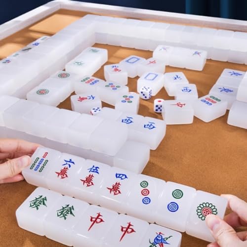 Juego de Mahjong Chino con fichas acrílicas y estuche de aluminio miniatura 2