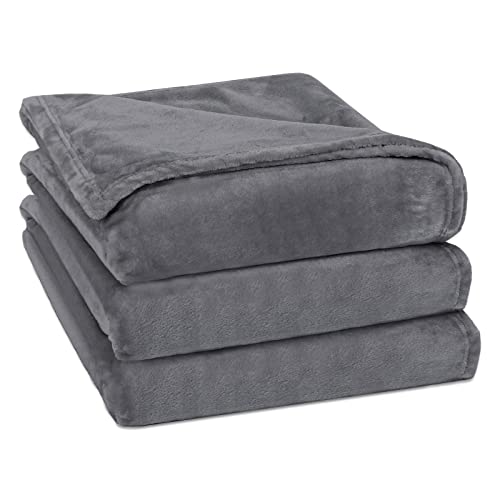 Rerelife Flannel Throw Blanket - Soft and Lightweight Blankets for Couch and Bed - Cozy Twin XL Fleece Blanket for Ultimate Comfor (Grey, 60x80in)