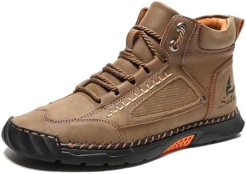 Mens Orthopedic Comfortable Handmade Boots Casual Mid Top Walking Driving Shoes Waterproof Arch Support Spacious Toe Box Outdoor Leather Shoes