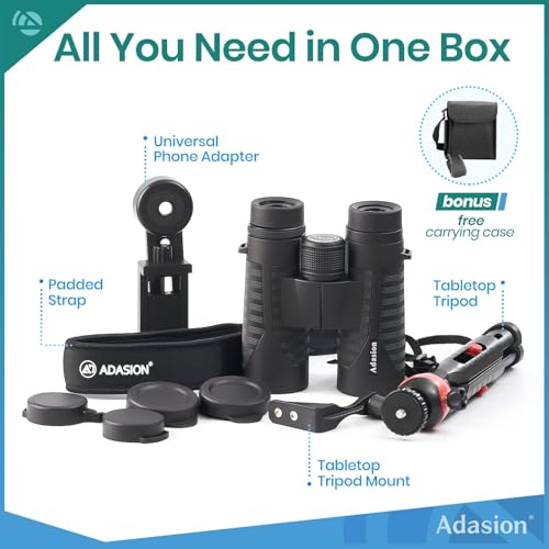 12x42 HD Binoculars for Adults High Powered with Phone Adapter and Tripod, Super Bright BAK4 Prism Waterproof Binoculars for Bird Watching Hunting Hiking Safari Travel Sports by Adasion - Image 8