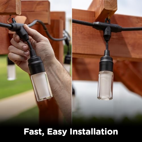 Enbrighten Modern Outdoor String Lights, 48ft, 24 Cylindrical Shatterproof Bulbs, Cool White 4000K, Weatherproof, Commercial Grade Patio Lighting, 87751 by Enbrighten - Image 4