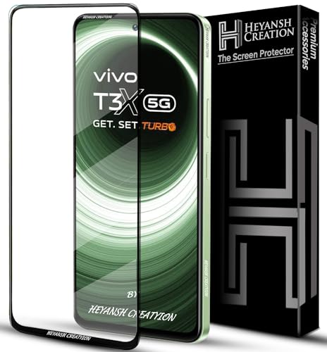 Image of Tempered Glass Screen Protector Compatible For Vivo T3X 5G Cellphone With Edge To Edge Coverage And Easy Installation Kit,Pack Of 1,Black (Vivo T3X 5G)