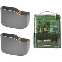 LINFIDITE 2 Pack Adhesive Remote Control Holder and Cosmetics Storage Box Clear Green