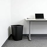 28 Quart / 7 Gallon Black Rectangular Wastebasket - Heavy-Duty Plastic - Office/Bathroom/Kitchen Trash Can