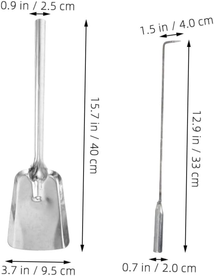TIDTALEO Fire Pit Poker and Ash Shovel Set, 45 Steel, Silver