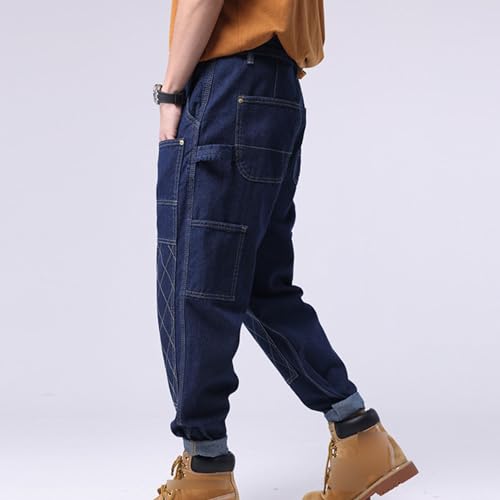 Pantalons workwear homme en jean cargo décontracté et ample - 4