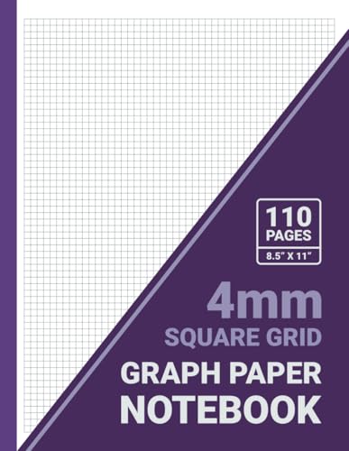 4 mm Square Grid Graph Paper Notebook: 4 mm x 4 mm Squares, Metric Graph Paper, For Math, Science, Engineering, Students & Teachers, 8.5 x 11, 110 Pages, Purple Cover