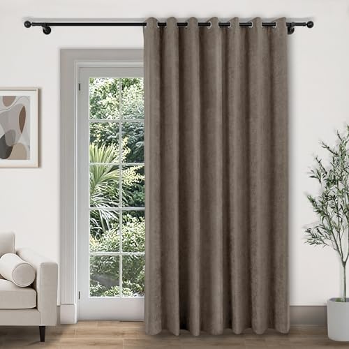 Fcosie 120" Wx102 L Anti-Rust Nickel Grommet Chenille Drapery | Extra Wide 100% Blackout Window Curtains | Privacy Add Drape for Nursery Baby Kids Girls Boys Teen Children Room, 2 Panels, Oak