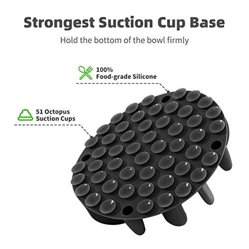 Jaoul Slow Feeder Dog Bowls Insert, Puzzle Slow Feeder with 51 Octopus Suction Cups for Medium Large Size Dog Bowls Over 6.5\" Wide (Black)