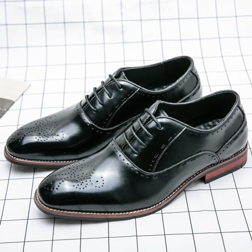 Men’s Modern Fashion Oxfords Dress Shoes, Pointed Toe Lace-up Comfort Brogue Oxfords Casual Business Work Dress Shoes2