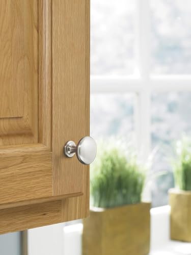 Image of Amerock 10 Pack 1-1 /4 inch Round Edona Satin Nickel Cabinet Knob | Durable Zinc drawer knob and cabinet hardware, ideal for kitchen cabinets, bathroom vanities, dressers, and furniture