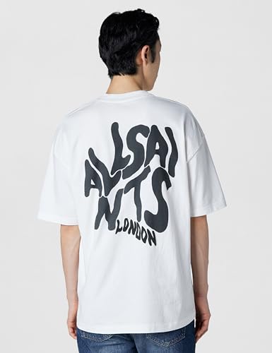 Allsaints Męska bluza Orlando Ss Crew, Popielaty biały, XL