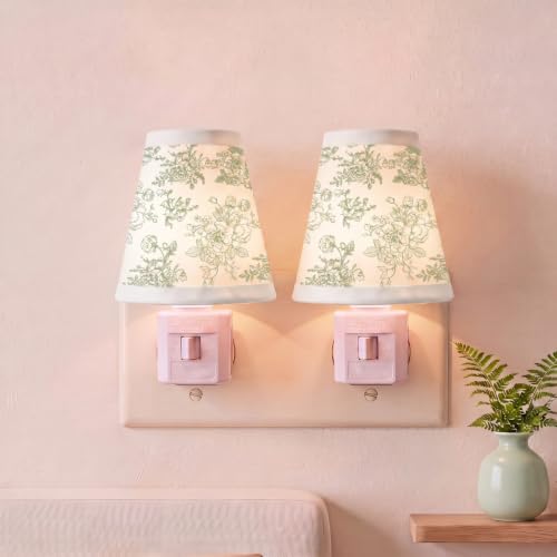Glooglitter 2 Pack Green Floral Vintage Night Lights Plug into Wall