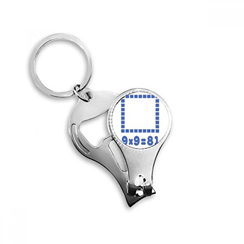 Square Area Blue Illustration Pattern Nail Nipper Ring Key Chain Bottle Opener Clipper