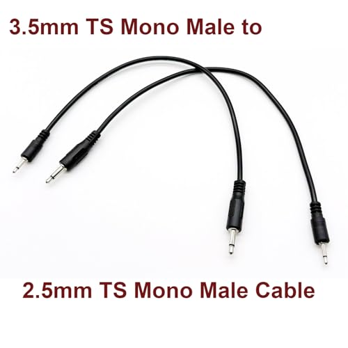 2 cables adaptadores de 2.5mm mono a 3.5mm mono de 30 cm miniatura 2