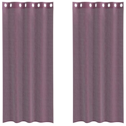 Image of vidaXL Voile Curtains with Grommets 2 pcs Purple 140x225 cm, net curtain, sheer curtain, window voile, window treatment, voile sheer curtain