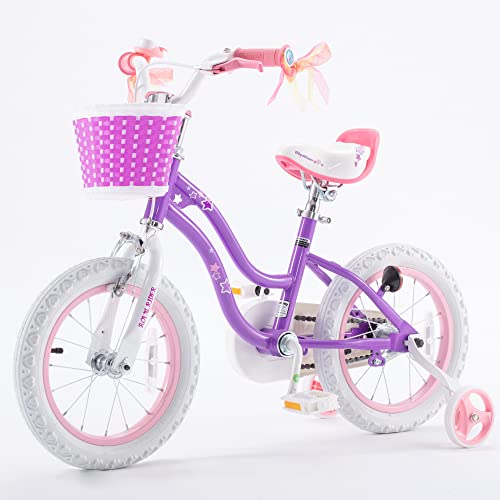 Royalbaby Stargirl Kids Girls Bike Bicycle With Basket Training Wheels 12 Inch Purple #TOP6