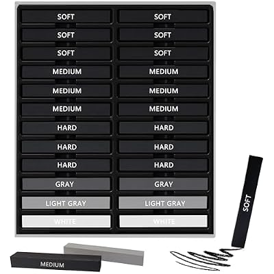 24 Pcs Compressed Charcoal Sticks with Soft, Medium, Hard and White Charcoal, Square Vine Charcoal Stick Kit for Drawing, Sketching and Shading, Art Supplies for Artists Beginners