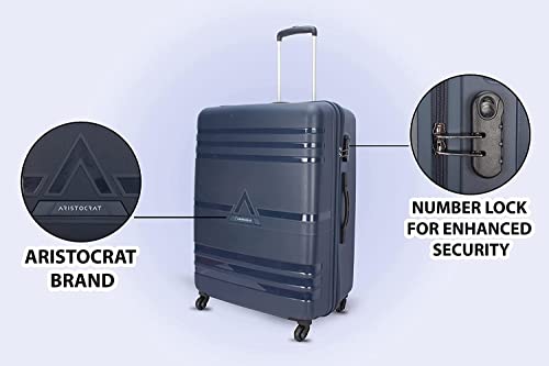 Image of VIP Polycarbonate Hard Trolley Bag Large 28 Inch Check-In Luggage Bag|4 Wheel With Number Lock Speed Wheel Suitcase (Blue), 75 Centimeters