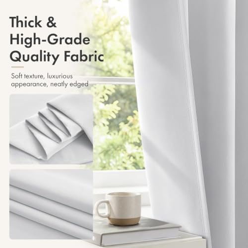 Image of MIULEE 4-Panel Blackout Kitchen Window Curtain Panels 40 inchx45 inch Greyish White | Privacy Protection, Heat /Light Blocking, Easy Install, Top&Bottom Rod Pocket, Suitable for Small Windows, Soft&Durable