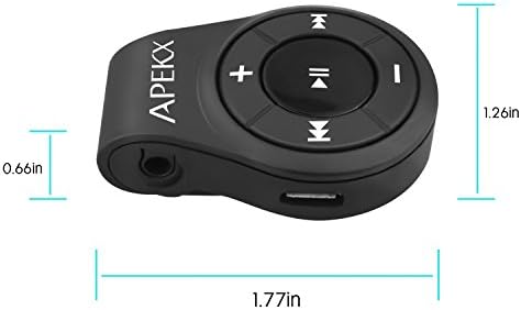 APEKX Clip Bluetooth Audio Adapter for Headphones, Headset, Speaker, Wireless Receiver with MIC for Hands-Free Call and Music