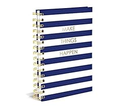 Navy and white stripped journal with spiral binding and inspirational quote.