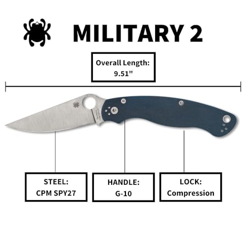 Spyderco Military 2 Folding Pocket Knife with 4" CPM SPY27 Steel Blade and G-10 Handle - EDC Knife for Men and Women, Perfect for Hunting, Tactical, Camping, Survival, Hiking - PlainEdge - C36GPCBL2 - Image 5