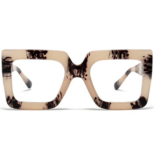 Image of AIEYEZO Oversized Square Blue Light Glasses for Women Cute Big Frame Glasses Fashion Clear Multi-Color Computer Eyewear