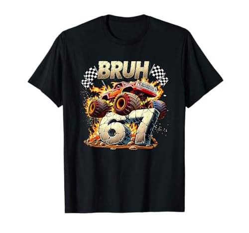 Bruh 67 Meme Funny Monster Truck 6 7 Costume Kids Youth Boys T-Shirt