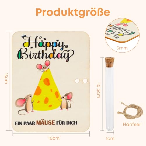 Geldgeschenke Geburtstag Junge Mädchen, Seutgjie Geburtstagskarte Holz Kinder Freundin Mann Frau Geldgeschenk Verpackung mit Reagenzglas für Geld