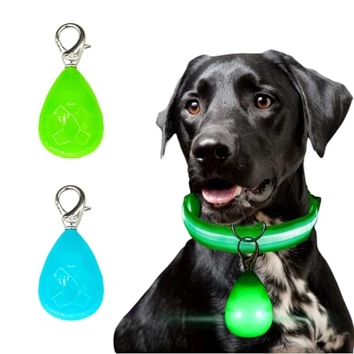 PELUDOS 2 Pack Dog Collar Light, 3 Modes Dog Lights for Night Walking, Rechargeable Clip On Dog Collar Light, LED Pet Collar Charm for Running, Cycling, Camping